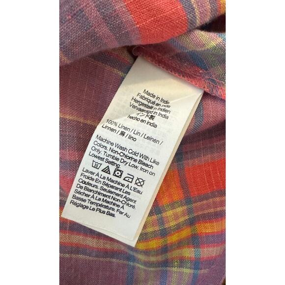 J. CREW Amber 100% Linen Madras Plaid Tank Top Beach Preppy Size M - Picture 6 of 6
